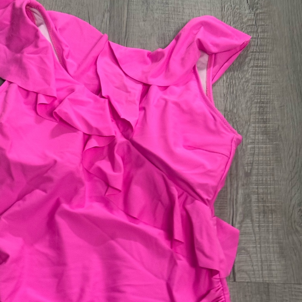 Vibrant Pink Ruffled One-Piece Swimsuit - Picture 3 of 8